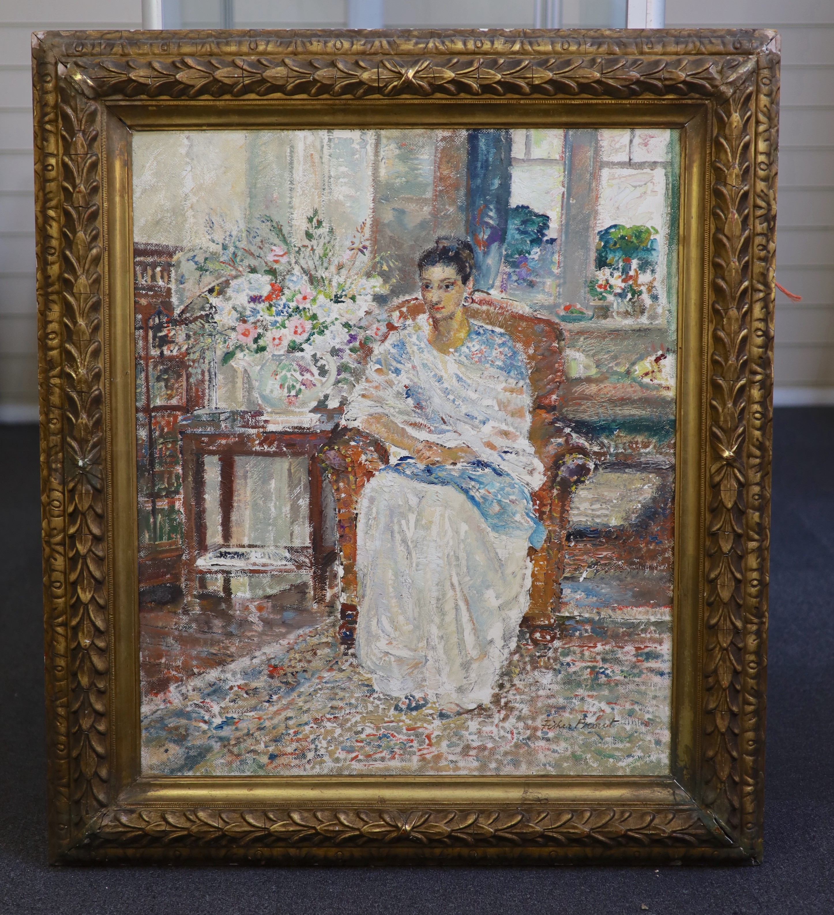 Margaret Fisher Prout (1873-1963) 'Thought Weaving' 30 x 25in.